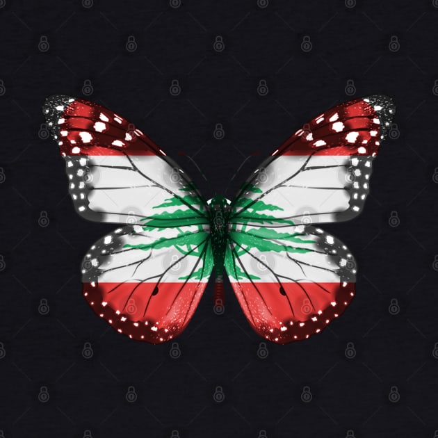 Lebanese Flag  Butterfly - Gift for Lebanese From Lebanon by Country Flags